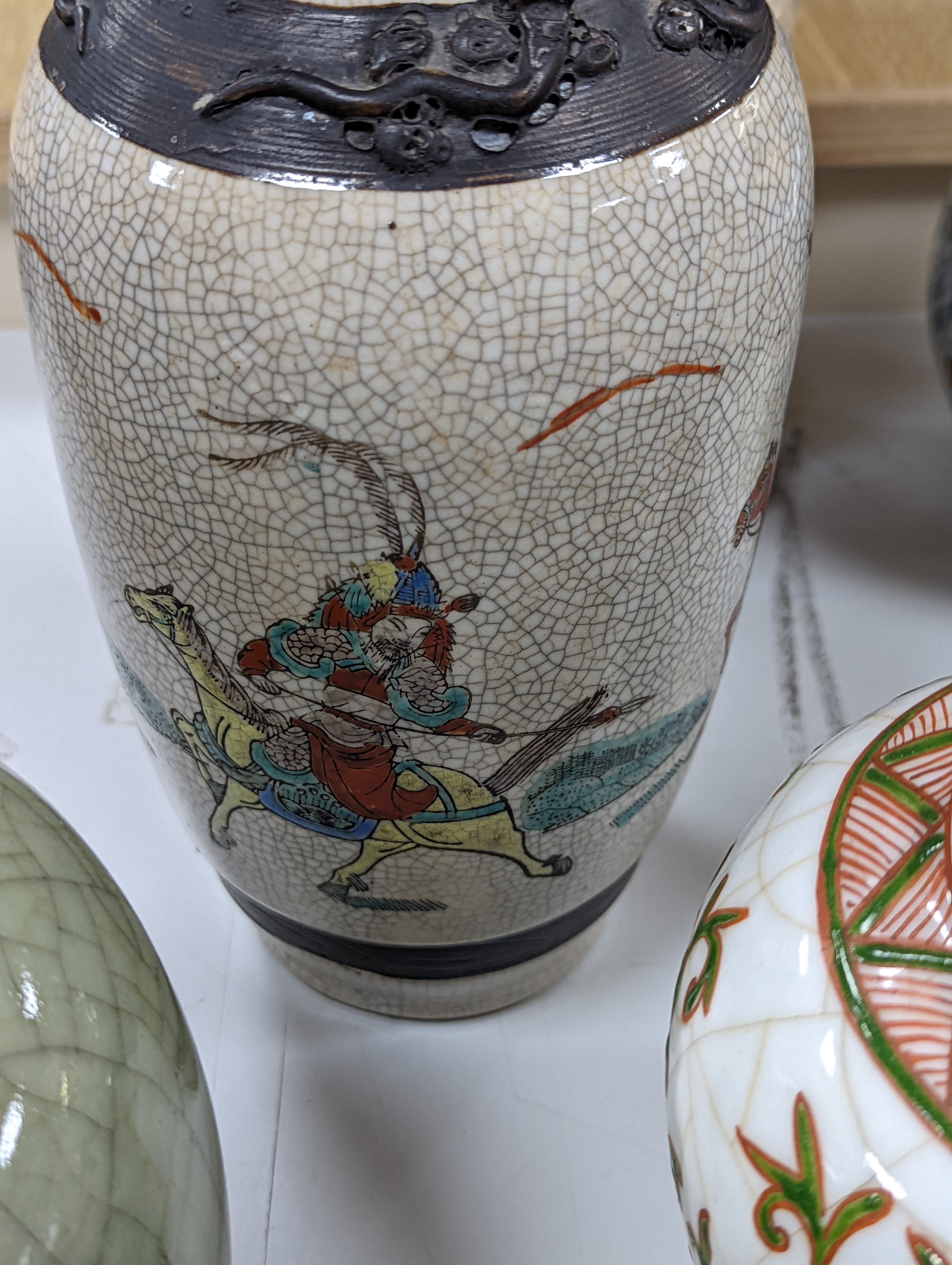 A group of 19th/20th century Chinese crackle glaze vases, tallest 30 cms high.
